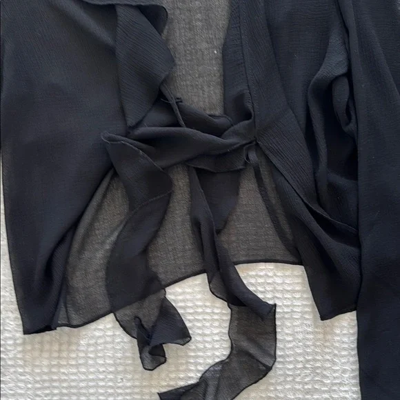 Zara Black Ruffled Blouse - Picture 2 of 6